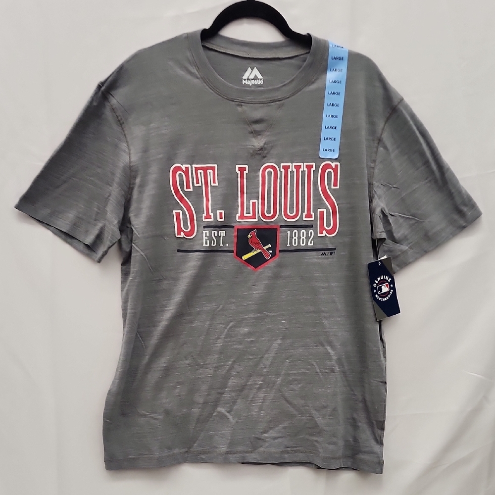 Majestic Gray St. Louis Tee with Red and White Accents